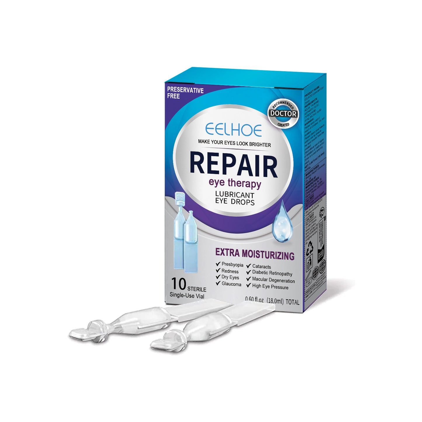 EELHOE Eye Drops Relieve Redness And Blurred Eyes Eye Fatigue Dryness Blurred Vision Moisturizing Eye Care Solution