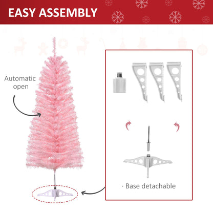 4FT Artificial Christmas Tree Holiday Xmas Holiday Pencil Tree Decoration With Automatic Open For Home Party
