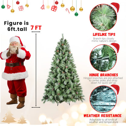 Artificial 7ft Green Christmas Tree With 1348PVC Hard Needle Mixed Branch Tips