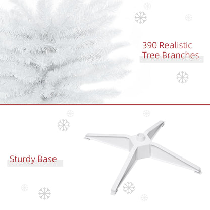 6 FT Christmas Tree Classic Tree Holiday Indoor Decoration, With Stable Plastic Base, White