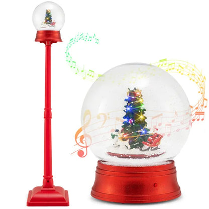 5 Ft Christmas Streetlamp Decor: 360° Rotating Santa/Snowman/Tree, 15 Colorful LEDs, 8 Tunes, 2 Modes (Stand/Tabletop)