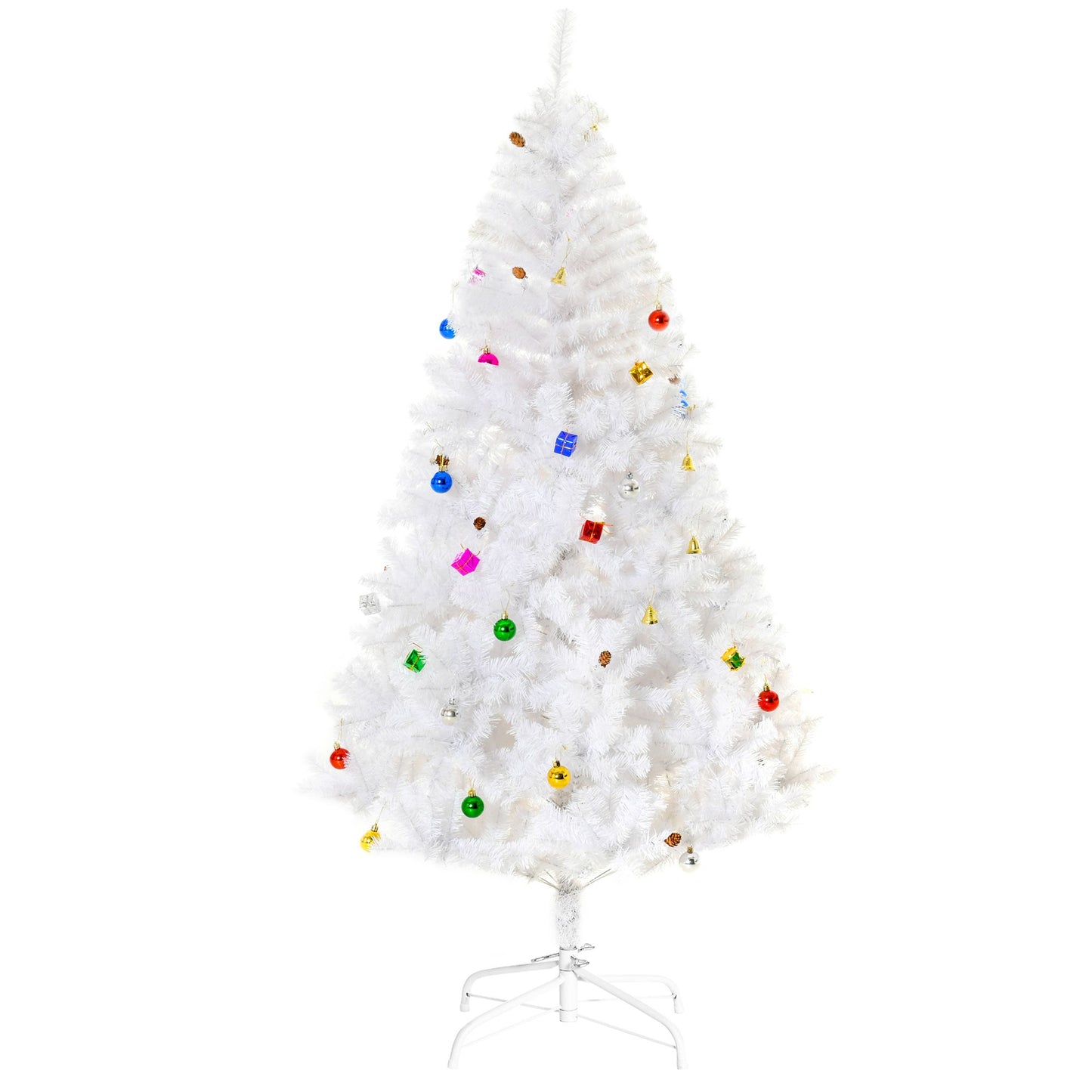 5.9ft Artificial Christmas Tree Xmas Holidays With Ornament White