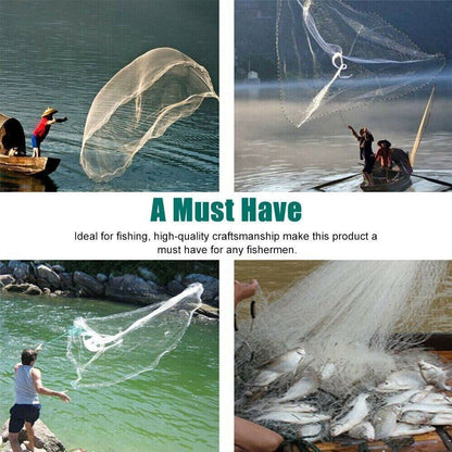 Fishing Cast Net Bait Easy Throw Hand Cast Strong Nylon Mesh USA