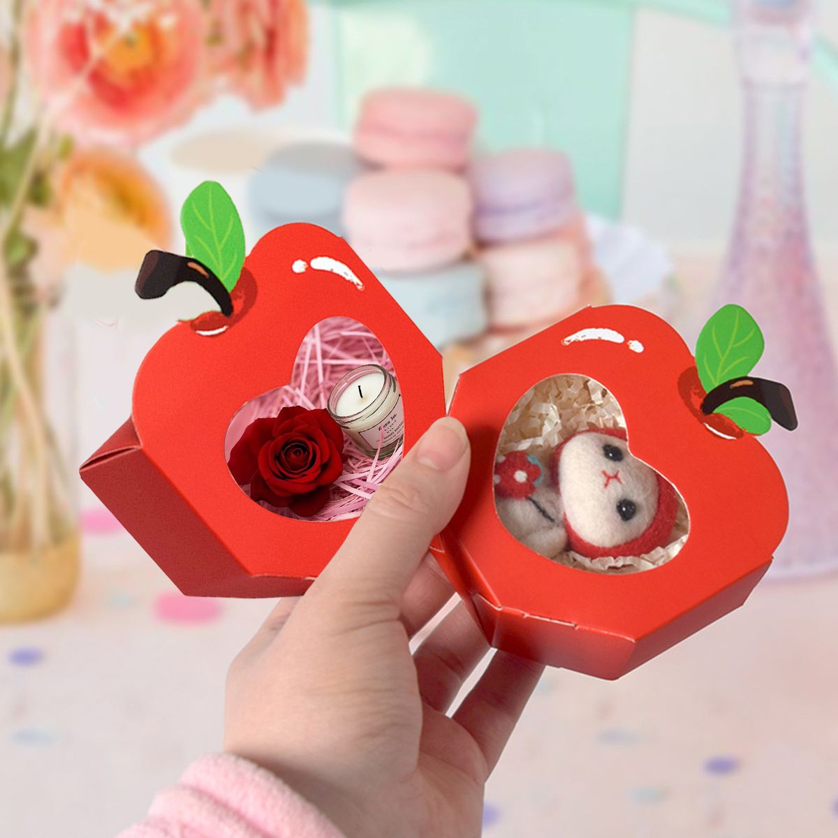 Shaped Gift Boxes With Clear Window Back To School Paper Candy Container DIY Teacher Appreciation Thank You Treat Box For Birthday Wedding Graduation Party Decoration Supplies