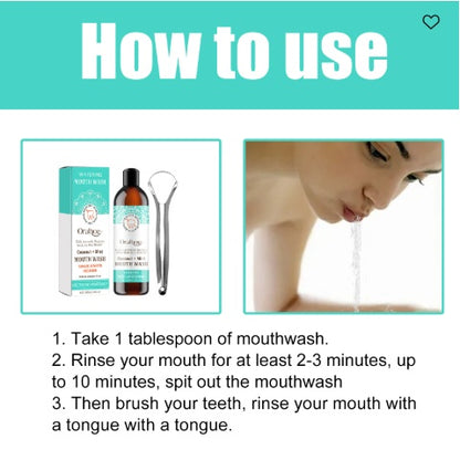 Oralhoe Coconut Mint Mouth Wash, Whitening Teeth Yellow Teeth Stains Tongue Coating Clean  Breath Oral Care
